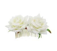 Lot de 3 peignes à cheveux en forme rose for mariée, fait la main, accessoire coiffure for bal promo Pour Carnaval, Fête, Mariage(White)