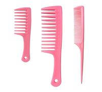 Lot de 3 peignes à cheveux, petit peigne à dents larges, peigne queue de rat, portable, sac à main, peigne démêlant les cheveux, peigne à dents fines pour homme et femme (rose)