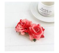 Lot de 3 peignes à cheveux romantiques fantaisie en soie artificielle avec fleur rose violette et rouge(XGH)