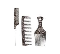 Lot de 3 peignes à dents larges, fourchette à huile - Motif léopard - Accessoires de coiffure lisses - Pour salon de coiffure