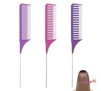 Lot de 3 peignes à mèches, peigne à manche et peigne de coiffage pour les points forts, peigne professionnel de coiffeur en plusieurs couleurs