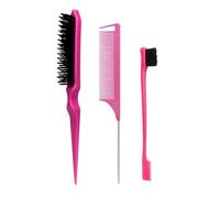 Lot de 3 peignes de coiffure, brosse à cheveux, triple peigne à queue, peignes, brosse à cheveux, outils de tressage