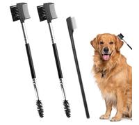 Lot de 3 peignes de toilettage pour animaux de compagnie, peigne de toilettage à double tête en plastique, brosse de nettoyage des yeux à poils doux pour chiens, chiots et chats, brosse pour le visage