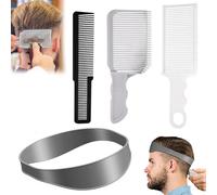 Lot de 3 peignes de transition pour coupe de cheveux - Pochoir de transition - Poignée ergonomique - Idéal pour la décoloration et le coiffage - Avec 1 élastique à cheveux