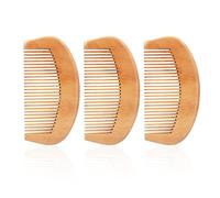 Lot de 3 peignes de travail, petits peignes arrondis en bois, peigne à dents larges en bois naturel, convient pour peigner, coiffer et couper différentes coiffures.