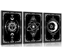 Lot de 3 peintures murales gothiques mystiques de tarot céleste, astrologie mystique, peintures murales minimalistes de corps de tarot, soleil, lune, étoile pour chambre à coucher, décoration