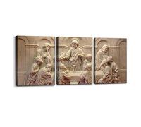 Lot de 3 peintures sur toile de style sculpture de la dernière Cène - Œuvre d'art moderne pour décoration d'intérieur - 30,5 x 40,6 x 3 cm