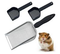 Lot de 3 pelles à litière pour chat en acier inoxydable - Pour hamster, reptiles, reptiles, accessoires pour gecko, léopard, terrarium, hamster, bain de sable (3)