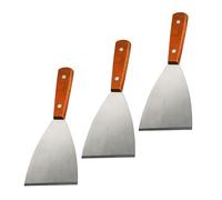 Lot de 3 Pelles à Steak en Acier Inoxydable à Manche Bois | Lame Inclinée pour Gril et Plaque, Usage Hôtel et Restaurant, Opération Simple, Service Prolongé