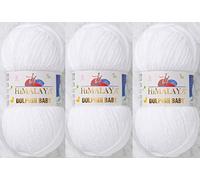 Lot de 3 pelotes de laine pour bébé Motif dauphin de l'Himalaya 3 x 100 g
