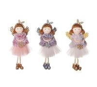 Lot de 3 pendentifs anges de Noël à suspendre pour poupée portant un serre-tête pour sapin de Noël