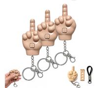 Lot de 3 pendentifs « doigt d'honneur » rétractables | Porte-clés avec mécanisme escamotable, support pour téléphone et dragonne. Un cadeau fantaisie idéal pour faire rire ou