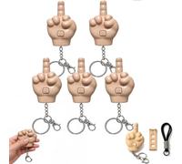 Lot de 3 pendentifs « doigt d'honneur » rétractables | Porte-clés avec mécanisme escamotable, support pour téléphone et dragonne. Un cadeau fantaisie idéal pour faire rire ou