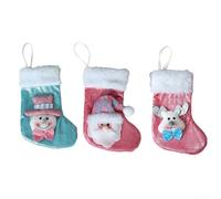 Lot de 3 pendentifs en forme de chaussette de sapin de Noël