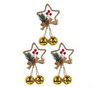 Lot de 3 pendentifs en forme d'étoile conçus pour la décoration du sapin de Noël avec boucles de suspension pour un placement pratique (doré)