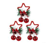 Lot de 3 pendentifs en forme d'étoile conçus pour la décoration du sapin de Noël avec boucles de suspension pour un placement pratique (rouge)