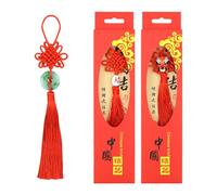 Lot de 3 pendentifs porte-bonheur en forme de nœud chinois avec perle de visage d'opéra de Pékin et pompon rouge à suspendre pour le Nouvel An chinois, la richesse et la bonne fortune, cadeau pour la
