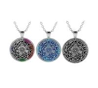 Lot de 3 pendentifs runiques de protection des sept archanges, pour homme et femme, archange Michael Holy Light, bijoux de protection en alliage de zinc et verre