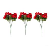 Lot de 3 pensées artificielles avec aspect réaliste, résistantes aux UV et aux intempéries pour une longue durée de vie en intérieur et en extérieur, décoration de la maison et du jardin (rouge)