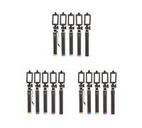 Lot de 3 perches à selfie avec câble et télécommande pour autoportrait - Monopode extensible - Rose rouge