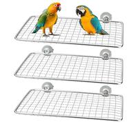 Lot de 3 perchoirs à oiseaux en acier inoxydable de 20 x 13 cm pour cage, support d'entraînement pour perroquets, perruches, conures, calopsittes, inséparables
