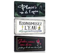 Lot de 3 Petite Plaque Metal Vintage Cuisine avec Drôle Citation 15x30cm - Gardez votre calme - Panneau Pancarte Enseignes Décoratives Poster Affiche en Metallique Decoration Murale Accessoire A1