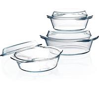 Lot de 3 Petites Cocottes avec Couvercle, 0.65+1+1.4 L, Ronde, Micro-ondes, Résistantes au Four, Ensemble de Casseroles à Couvercle Transparent