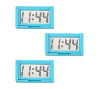 Lot de 3 petites horloges numériques pour tableau de bord de voiture avec support adhésif, bleu/blanc/noir, écran LCD, étanche et incassable
