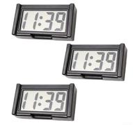Lot de 3 petites horloges numériques pour tableau de bord de voiture, mini écran LCD, fonctionne à piles, étanches, incassables, en PVC, avec auto-montage pour intérieur de véhicule ou à la maison