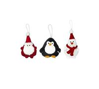 Lot de 3 Petites peluches boules de Noël - décoration de sapin 12 cm