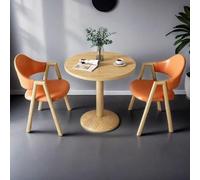 Lot de 3 petites tables de salle à manger rondes en bois avec chaises, parfaites pour les espaces compacts, ensemble de dîner confortable pour salle à manger ou restaurant, finition marron