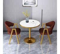 Lot de 3 petites tables de salle à manger rondes en imitation marbre marron 31in / 80 cm