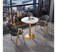 Lot de 3 petites tables de salle à manger rondes pour 2, table de conférence et chaises en imitation marbré, meubles de salle à manger, table de cuisine et chaises pour petit déjeuner, dîner