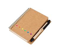 Lot de 3 petits blocs-notes de poche à spirale avec notes adhésives, onglets colorés et stylo dans un support