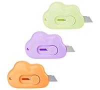 Lot de 3 petits cutters utilitaires - Mini couteau utilitaire portable - Mini cutter rétractable universel - Pour carton, papier, boîte