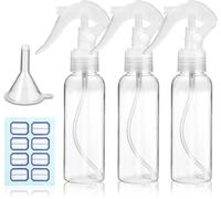 Lot De 3 Petits Flacons Pulvérisateurs Vides En Plastique Transparent De 100 Ml Pour Solutions De Nettoyage,Plantes,Animaux Domestiques,Huiles Essentielles,Cheveux,Cuisine