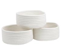 Lot de 3 petits paniers de rangement en corde de coton tissée pour chambre d'enfant, panier rond décoratif de style bohème blanc pour salle de bain (blanc)