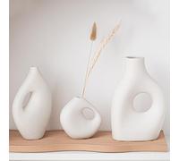 Lot de 3 petits vases en céramique pour la décoration de la maison, élégants, simples, beaux arrangements floraux, salon, chambre, couloir, bureau, mariage, tulipe, narcisse, céramique importée de