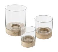 Atmosphera – Lot de 3 photophores en verre Été 20 cm transparent
