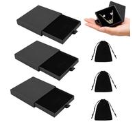 Lot De 3 Pièces Boîte Cadeau Bijoux, Boîte Ecrin Bijoux Carrée en Carton Kraft, Petite Boîte Cadeau Pour Colliers, Bracelets et Boucles D'Oreilles, Boîte Cadeau Vide avec Rangement