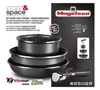Batterie de Cuisine 20 26 28cm Induction Poignée Amovible Antiadhésive Sans PFOA, Magefesa, K2 Cristal, , Noir Noir