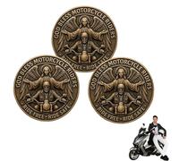 Lot de 3 pièces de monnaie de bénédiction de moto, pièce de défi pour motards, souvenir de poche, cadeau de bénédiction pour motards