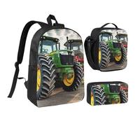 Lot de 3 pièces de rechange pour machines agricoles, sac à dos avec boîte à déjeuner isotherme, pochette à crayons, sacs légers pour ordinateur portable de 43,2 cm, sac à déjeuner à bandoulière et