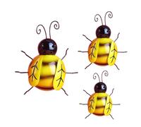 Lot de 3 Pièces, Décoration Murale Abeille en Fer, Style Campagne | Pendentif Décoratif Jaune, à Suspendre Facile, pour Murs de Jardin, Clôtures et Intérieur