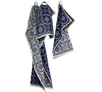 Lot de 3 pièces jacquard bleu - TISSAGES DE BEAULIEU - Torchon - Essuie main - Lavette