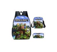 Lot de 3 pièces Sac à Dos, Trousse à crayons, Sac à Bandoulière Minecraft pour Garçon (SD1820) Multicolore Multicolore