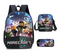 Lot de 3 pièces Sac à Dos, Trousse à crayons, Sac à Bandoulière Minecraft pour Garçon (SD1825) Multicolore