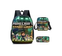 Sacs à dos scolaires GENERIQUE Lot de 3 pièces Sac à Dos, Trousse à crayons, Sac à Bandoulière Minecraft pour Garçon (SD1827) Multicolore