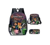 Lot de 3 pièces Sac à Dos, Trousse à crayons, Sac à Bandoulière Minecraft pour Garçon (SD2068) Multicolore