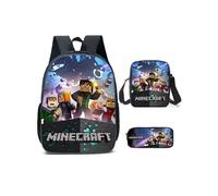 Lot de 3 pièces Sac à Dos, Trousse à crayons, Sac à Bandoulière Minecraft pour Garçon (SD2069) Multicolore